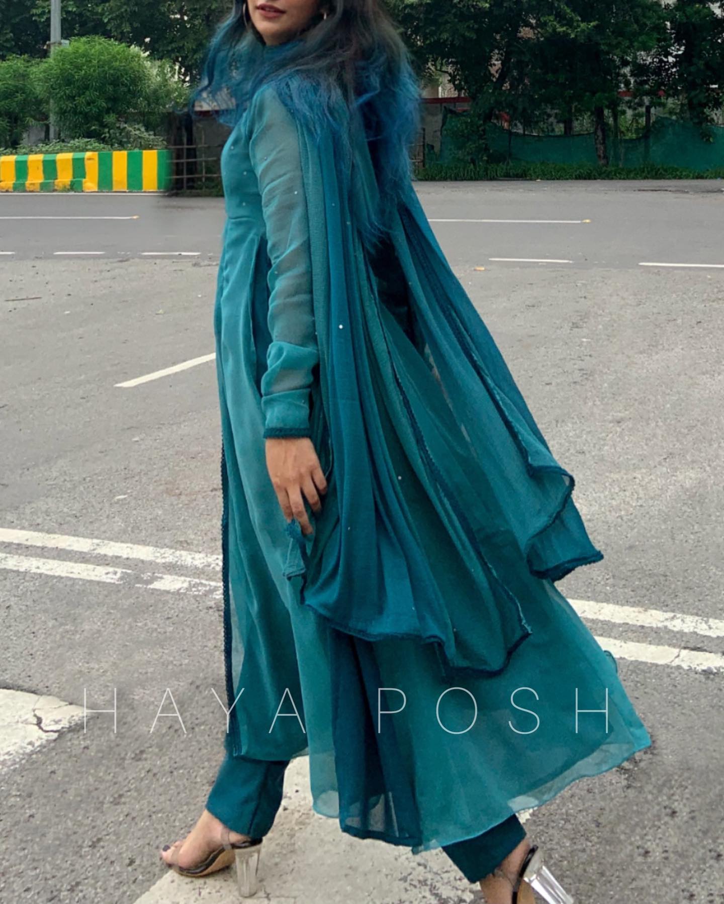 Rhtdm Teal Anarkali Hayaposh India.