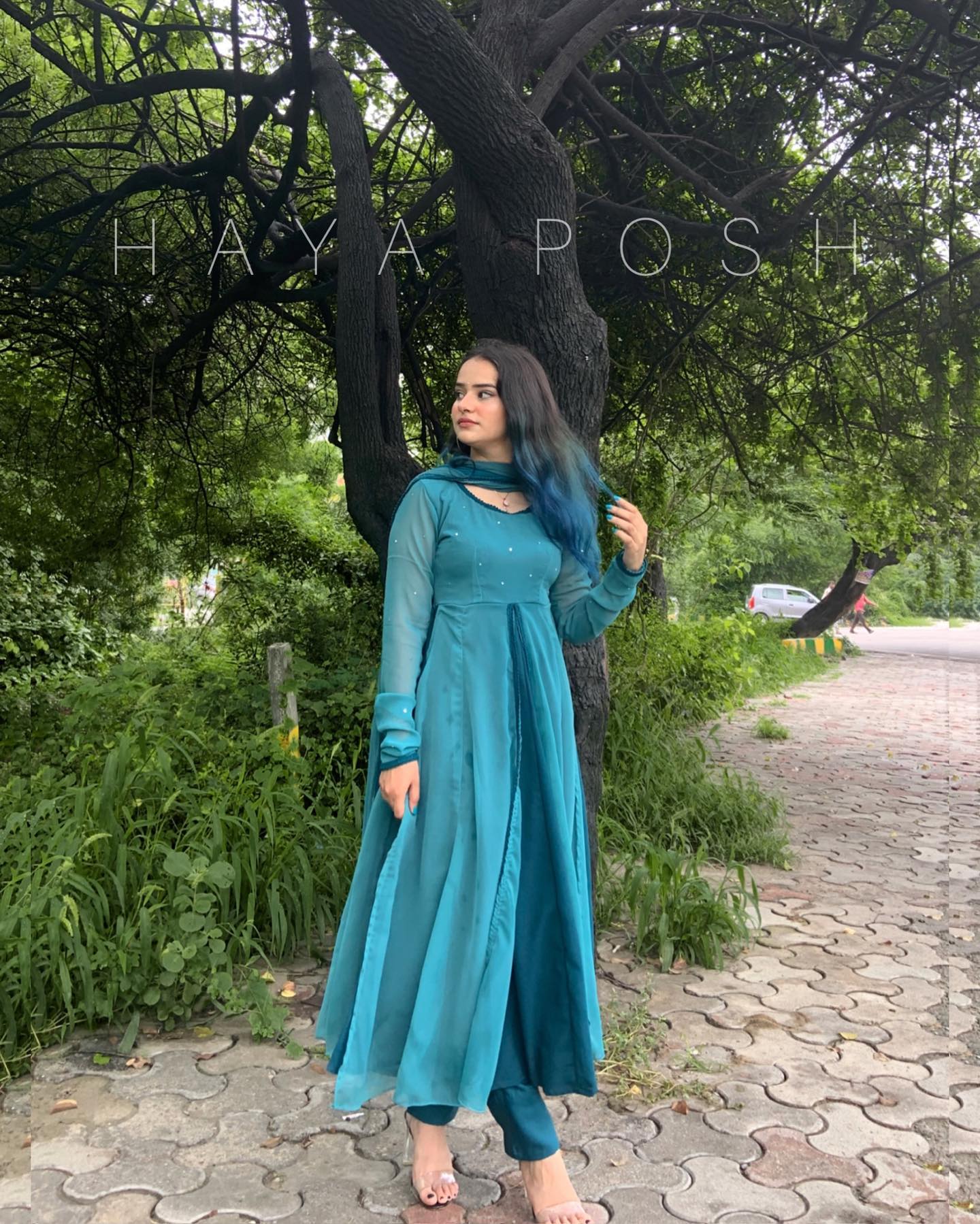 Rhtdm Teal Anarkali Hayaposh India.