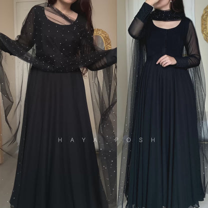 Black Snow Anarkali Set